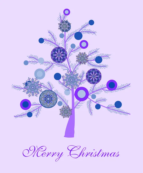 美しいクリスマスツリーのイラスト。クリスマスカード — ストックベクタ