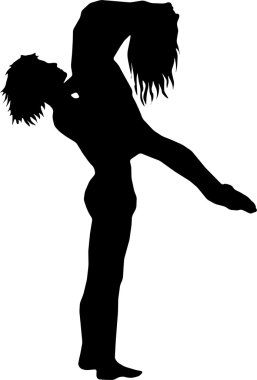 Ballet dance girl and boy silhouettes vector eps clipart