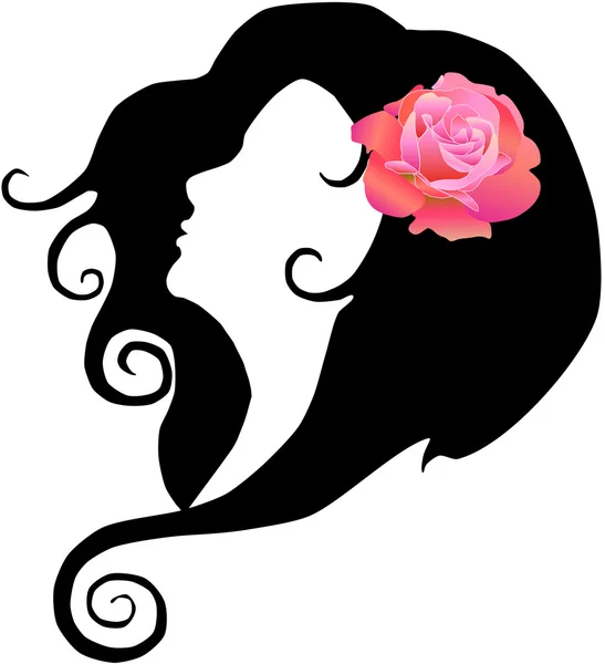 Векторная девушка с розой — стоковый вектор