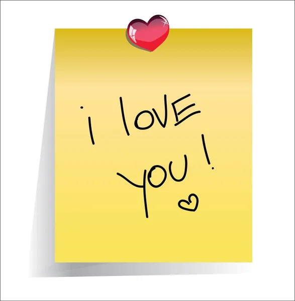 Love you paper note — Stock Vector