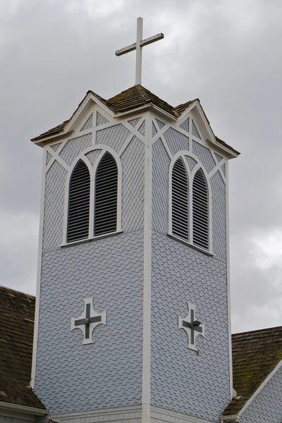 Drewno wieża kościoła — Zdjęcie stockowe