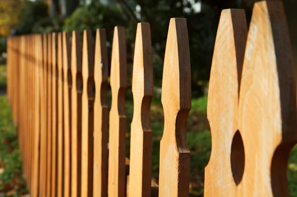 Skvrna dřevěný plot perspektivy — Stock fotografie
