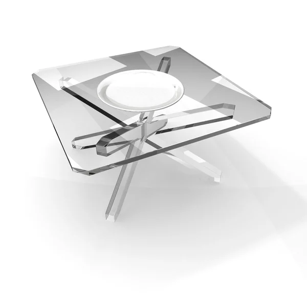 Plate on glass table — Stock Photo, Image