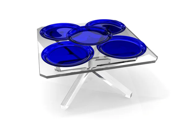 Plates on glass table — Stock Photo, Image