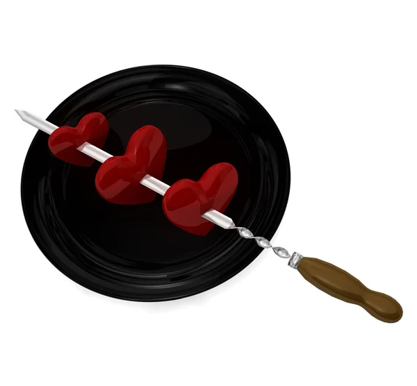 Skewer and hearts — Stock Photo, Image