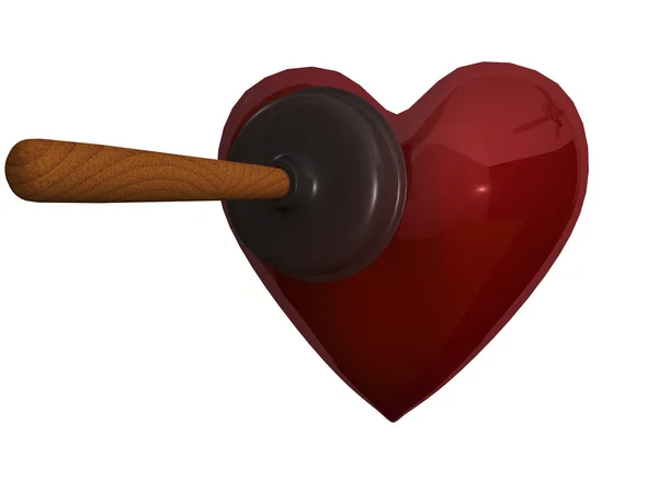 A plunger and heart — Stock Photo, Image