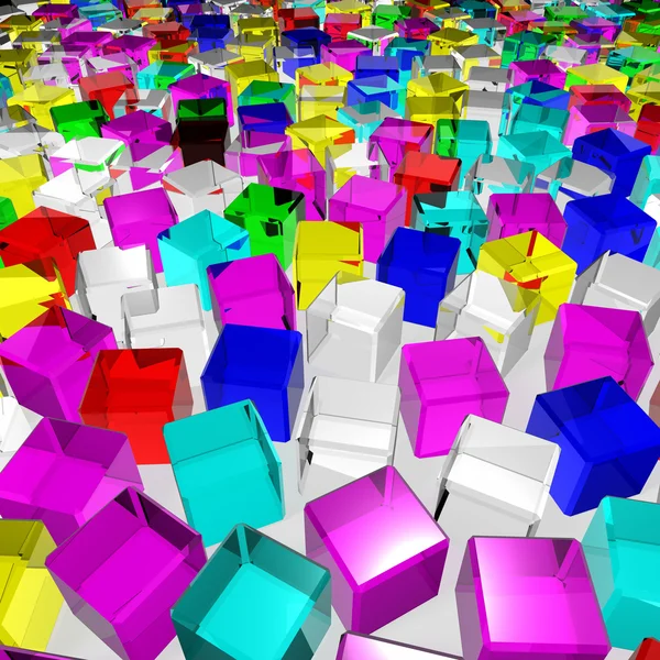 En hel del färg glas kuber — Stockfoto