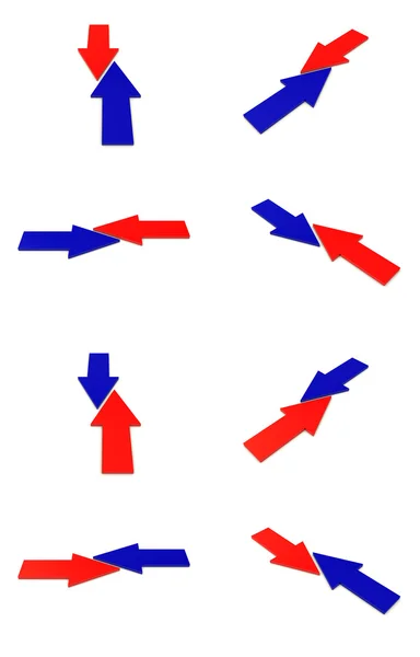Botsing Rode Blauwe Pijlen — Stockfoto