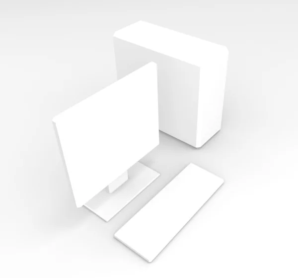 Ordenador blanco sobre fondo blanco —  Fotos de Stock