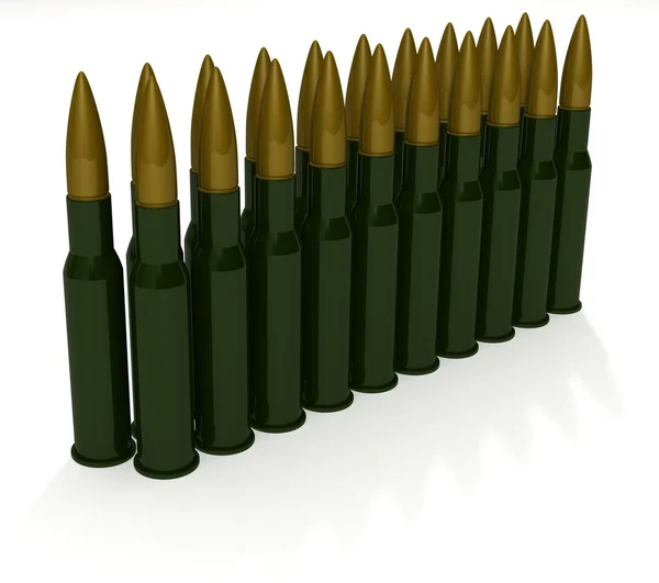 stock image Cartridges for machine gun Kalashnikov on white background