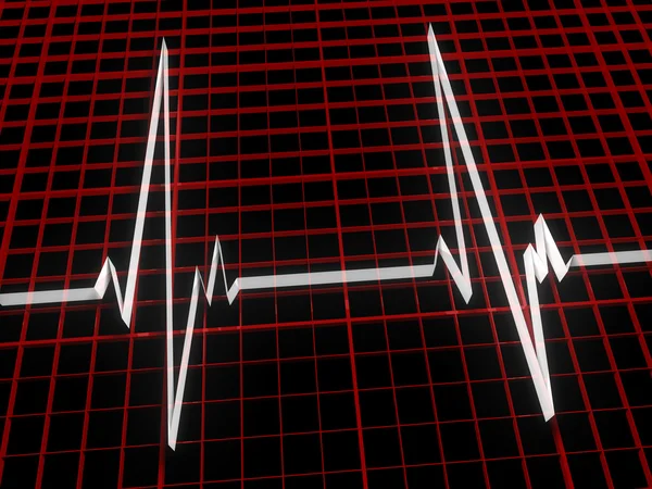 Cardiograma Volumétrico Linha Branca Grade Vermelha — Fotografia de Stock