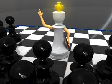 White king monk and black pawns clipart