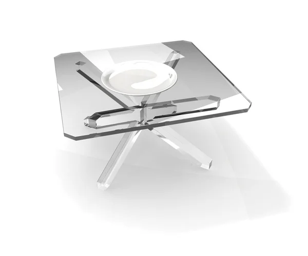 White Plate Quadratic Glass Table — Stock Photo, Image