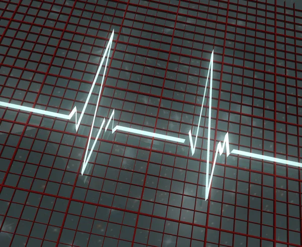 Light cardiogram on red grid — Stock Photo, Image