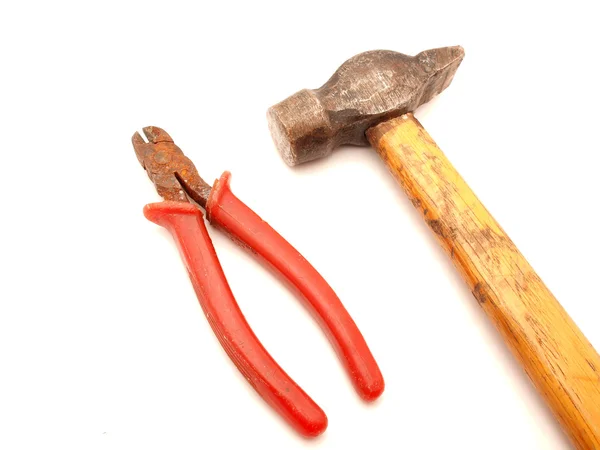 Hammer and flat-nose pliers — Stock Photo, Image