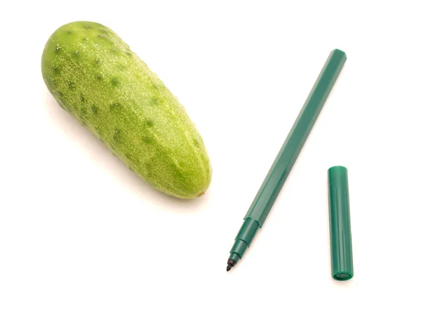 Cucumbers and felt-tip pen — Stock Photo, Image