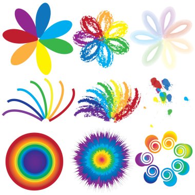 Set of abstract rainbow icons and symbols clipart