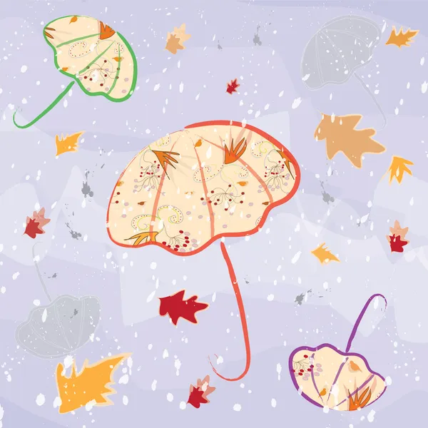五彩缤纷的遮阳伞紫罗兰色水彩画秋季背景上 — 图库矢量图片