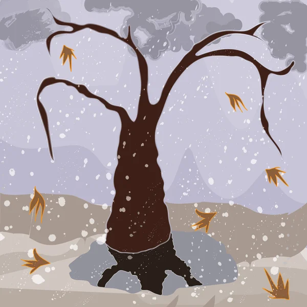 树与晚秋季设计 — 图库矢量图片