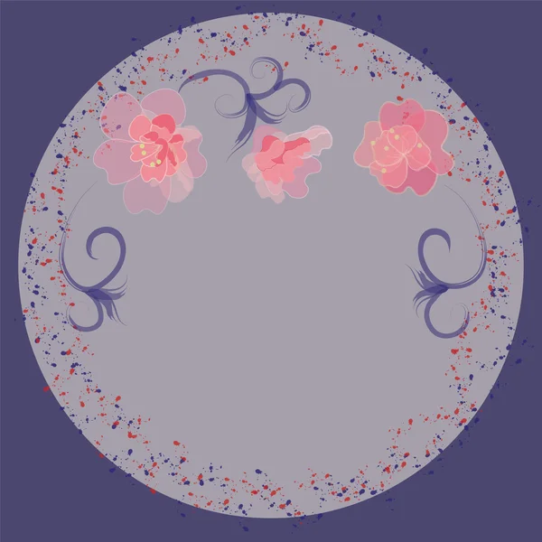 Tarjeta de invitación con camelia rosa sobre fondo azul — Archivo Imágenes Vectoriales