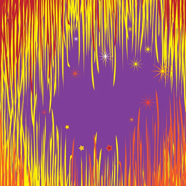 Bergaris-garis desain penuh warna dengan bintang-bintang di latar belakang ungu - Stok Vektor