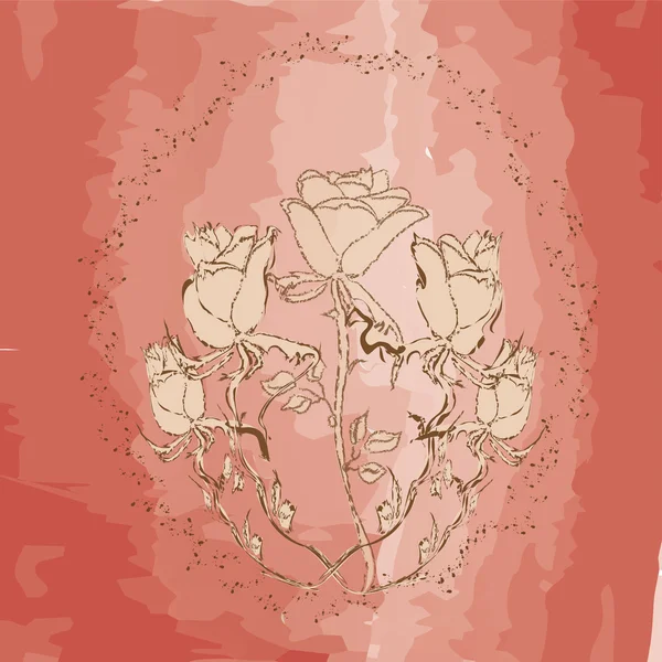 Piros akvarell háttér absztrakt Rózsa csokor — Stock Vector