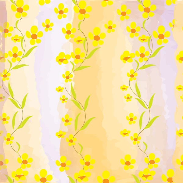 수채화 배경 buttercups와 완벽 한 패턴 — 스톡 벡터