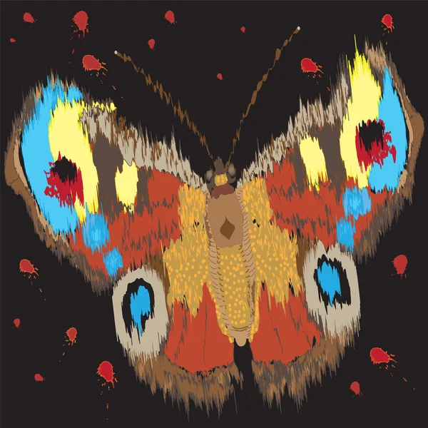 Abstrakter Grunge-Schmetterling auf schwarzem Hintergrund — Stockvektor
