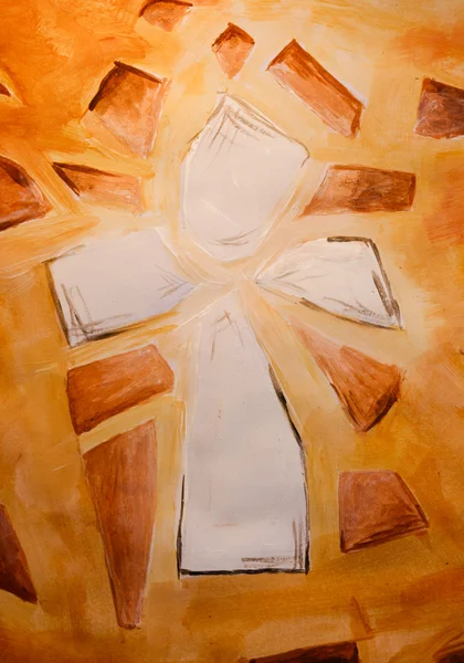 Ręcznie malowane Christian Cross — Zdjęcie stockowe