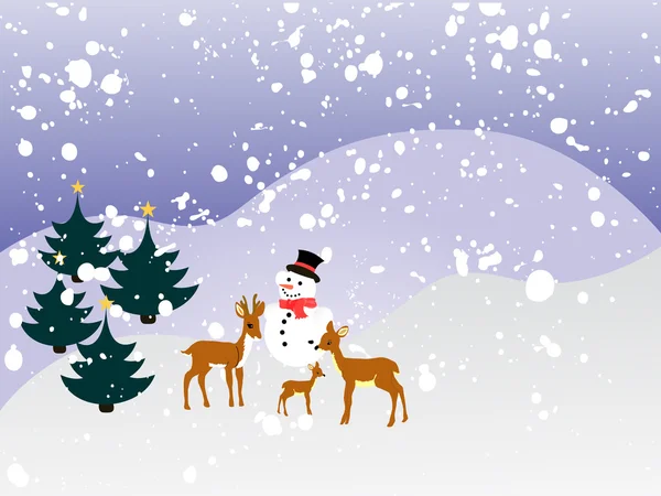 Зимний пейзаж - рождественская открытка — стоковый вектор