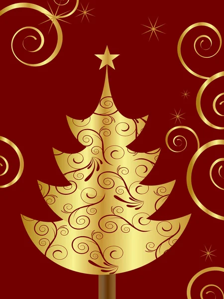 Árvore de Natal dourada —  Vetores de Stock