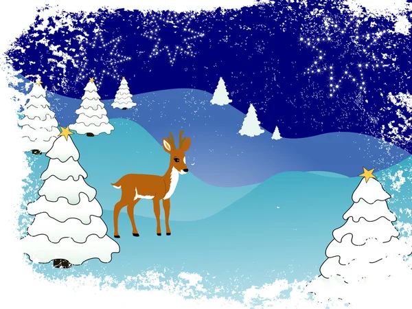 겨울 장면-크리스마스 카드 — 스톡 벡터