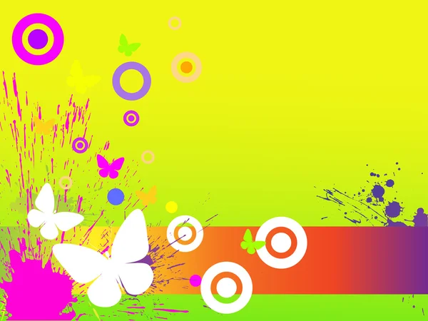 Illustration Vectorielle Papillons Sur Fond Abstrait Coloré — Image vectorielle