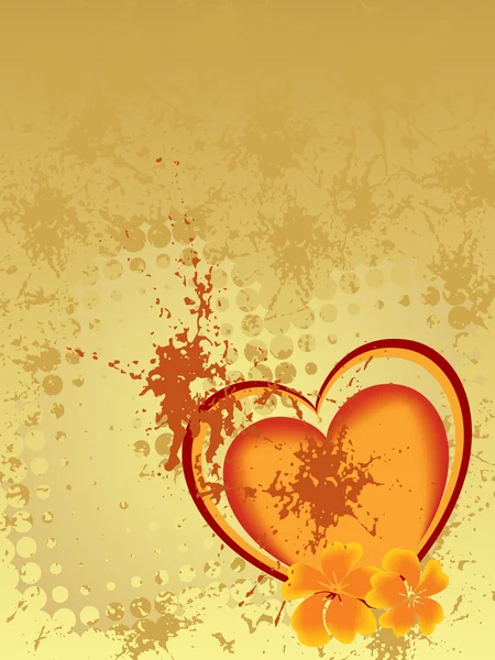 Illustration Vectorielle Cœur Fleurs Sur Fond Abstrait — Image vectorielle