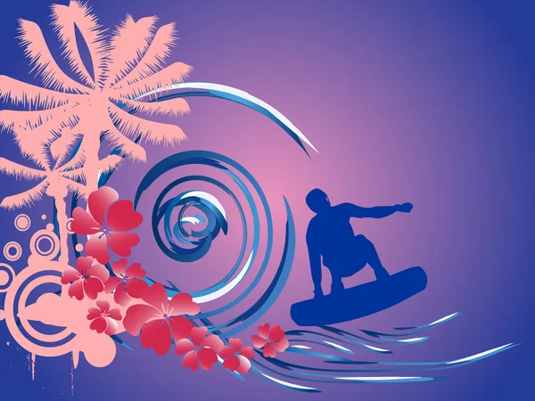 Léto - surfování — Stockový vektor