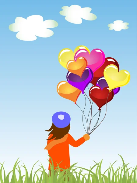 Kind mit Luftballons — Stockvektor