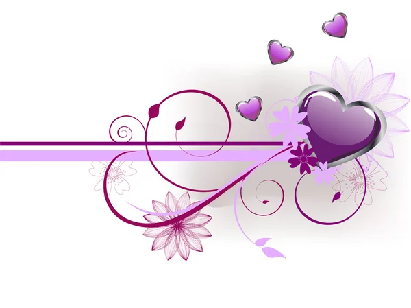 Векторная Иллюстрация Фиолетовых Сердец Цветном Фоне — стоковый вектор