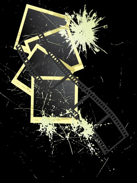 ベクトルの 枚の写真のイラストと抽象的なグランジ背景に映画ストライプ — ストックベクタ