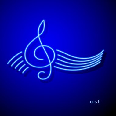 Neon treble clef. clipart