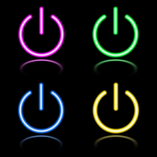 Conjunto de ícones de botões de néon —  Vetores de Stock