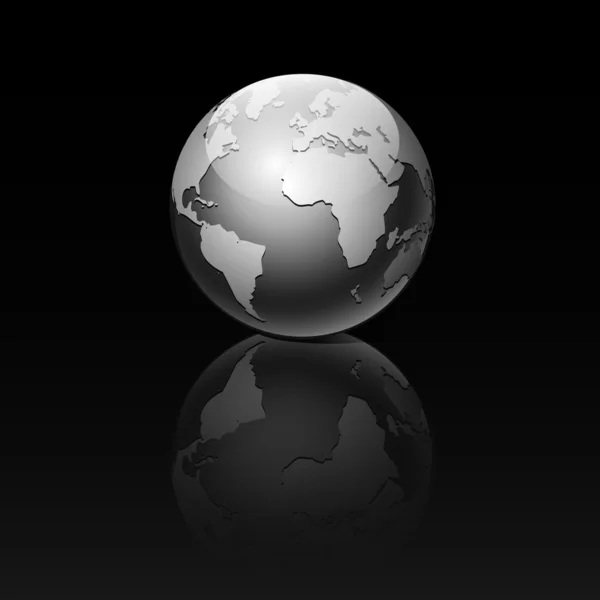 Globe op een zwarte achtergrond. vectorillustratie. — Stockvector