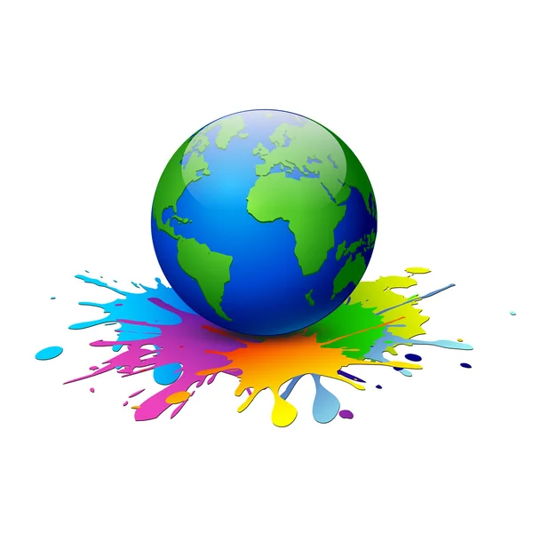 Globe sur fond bleu. Illustration vectorielle . — Image vectorielle