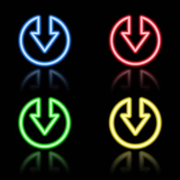Icon set of neon buttons — Stock Vector
