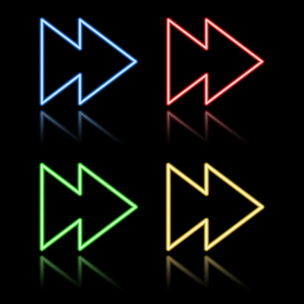 Ikonuppsättning av neon knappar — Stock vektor