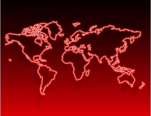 Carte du monde au néon . — Image vectorielle