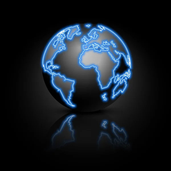 Globus auf blauem Hintergrund. Vektorillustration. — Stockvektor