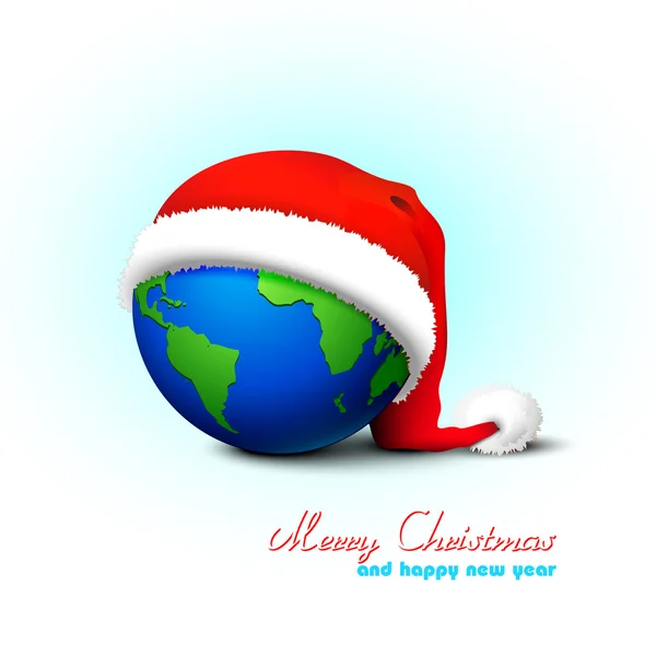 Kerstmis achtergrond met globe. — Stockvector