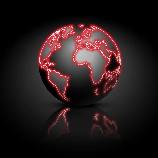 Globus auf schwarzem Hintergrund. Vektorillustration. — Stockvektor