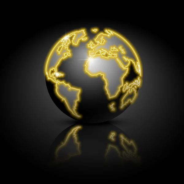Globus auf schwarzem Hintergrund. Vektorillustration. — Stockvektor
