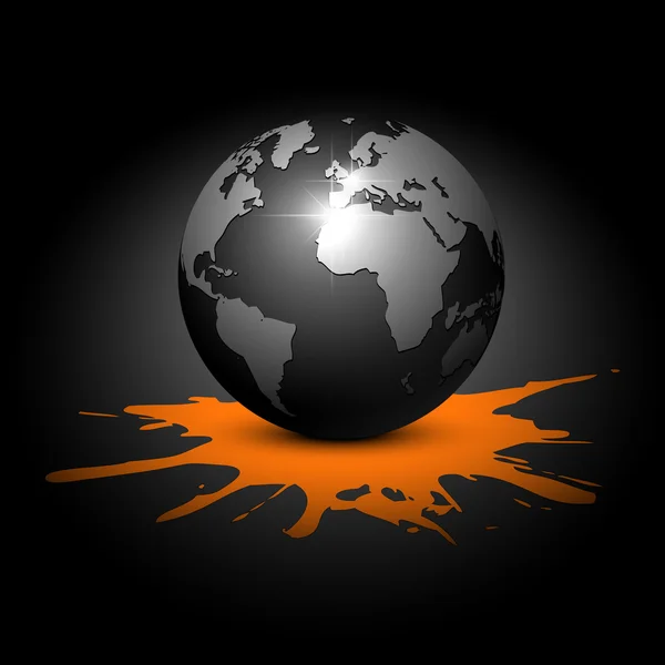 Globe on a black background. Vector illustration. — Stock Vector